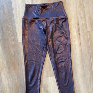 Purple shimmer yoga tights! Mid rise, super fun and flattering